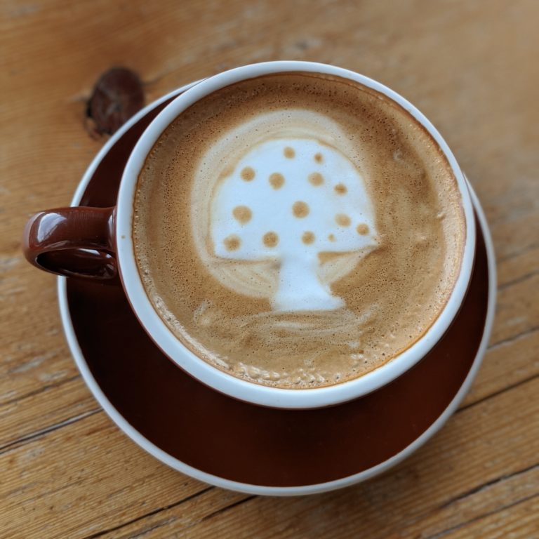 Coffee with cream, milk, MUSHROOMS! Caffe Garibaldi